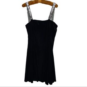 Shape FX By Newport News Women's Black Sequin Wide Strap Strap Mini Dress Sz 18